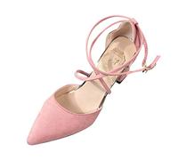 Escarpins à talons aiguilles pour femme - Talons hauts pointus - Été - Talons à lacets réglables - Sandales antidérapantes pour mariage et loisirs, Rose, 37 EU
