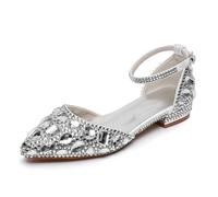 Escarpins à Talons Bas et Bout Pointu pour Femmes, Sandales à Talons Bas pour Les Occasions habillées, Travail Quotidien, Tenue de Bureau, Conduite,Argent,42 EU
