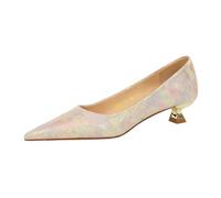 Escarpins À Talons Bas Et Fleurs pour Femmes, Talons Chaton Fermés Et Pointus De 1,18 Pouce pour Femmes, Chaussures Habillées Confortables