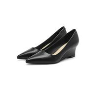 Escarpins à Talons compensés Classiques à Bout Pointu pour Femmes pour Toutes Les Occasions, Chaussures à Enfiler à Talon Bas pour Le Bureau au Quotidien,Noir,34 EU