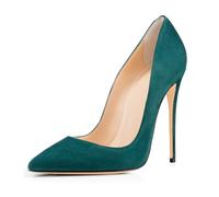 Escarpins à Talons Hauts en Daim pour Femme à Enfiler Bout Pointu Talon Aiguille Grande Taille Chaussures à Talons Tendance pour Mariée Robe de Soirée,Dark Green,44 EU