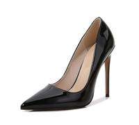 Escarpins à Talons Hauts fermés à Bout Pointu pour Femmes, Chaussures de Mariage à Talons Aiguilles de 4,72 Pouces, Chaussures de Demoiselle d'honneur de mariée de Grande Taille,Noir,40 EU