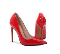 Escarpins à Talons Hauts fermés à Bout Pointu pour Femmes, Chaussures de Mariage à Talons Aiguilles de 4,72 Pouces, Chaussures de Demoiselle d'honneur de mariée de Grande Taille,Rouge,39 EU