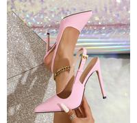 Escarpins à talons hauts pointus avec boutons métalliques miroir pour femmes, talons hauts roses, nouvelles arrivées 2025, élégants EUR35,EUR36,EUR37,EUR38,EUR39,EUR40,EUR41,EUR42Unicolore