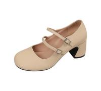 Escarpins à talons hauts pour femme - Élégantes chaussures de danse | Escarpins fermés vintage confortables à bout rond avec double sangle pour l'extérieur, les loisirs, les fêtes et la vie