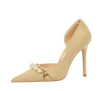 Escarpins À Talons Hauts pour Femmes pour Robe, Talons Aiguilles Fermés À Bout Pointu De 4 Pouces, Chaussures À Talons Perlés pour Invité De Mariage, Demoiselle d'honneur, Travail Au Bureau