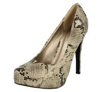 Spot On Escarpins à talons hauts pour femme - Imprimé serpent taupe - Taille 37 - Taille US 6, Taupe Imprimé Serpent Beige, 37 EU
