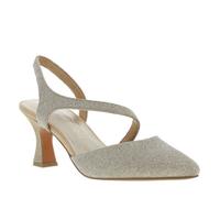 Escarpins arrière ouvert platine à talon décroché moyen avec paillettes 40