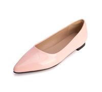 Escarpins Classiques Femme À Bout Pointé Ballerines Talon Bas Slip on Court Shoes en Cuir Vernis pour Bureau Et Tenue Quotidienne,Nude Pink,43 EU