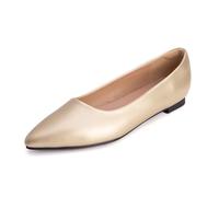 Escarpins Classiques Femme À Bout Pointé Ballerines Talon Bas Slip on Court Shoes en Cuir Vernis pour Bureau Et Tenue Quotidienne,d'or,46 EU