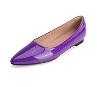 Escarpins Classiques Femme À Bout Pointé Ballerines Talon Bas Slip on Court Shoes en Cuir Vernis pour Bureau Et Tenue Quotidienne,Violet,38 EU