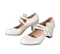 Escarpins classiques pour femme, chaussures de danse, chaussures de danse, chaussures à talons larges, chaussures de mariage, chaussures de soirée pour danse, mariages, fêtes, Blanc., 42 EU