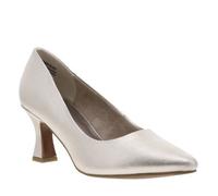 Escarpins décollete aspect cuir platinium, semelle à talon bobine décroché moyen 36