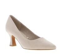 Escarpins décolleté simple beiges à talon décroché moyen et semelle marron 37