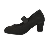 Escarpins élégants à talon bloc pour femme - Chaussures confortables et classiques Mary Jane avec bout pointu - Chaussures de soirée légères avec boucle de cheville - En daim - Chaussures de mariée