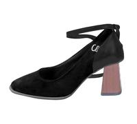 Escarpins élégants à talon bloc pour femme - Chaussures confortables et classiques Mary Jane avec bout pointu - Chaussures de soirée légères avec boucle de cheville - En daim - Chaussures de mariée