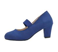 Escarpins élégants à talon bloc pour femme - Chaussures confortables et classiques Mary Jane avec bout pointu - Chaussures de soirée légères avec boucle de cheville - En daim - Chaussures de mariée