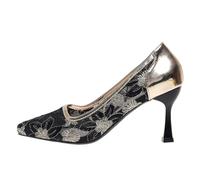 Escarpins élégants pour femme, chaussures traditionnelles, chaussures à talons larges, chaussures de mariage, chaussures de soirée pour mariages et fêtes, or, 39 EU