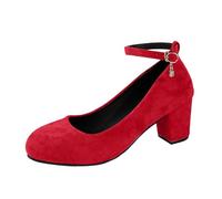 Escarpins élégants pour femme - Escarpins à lanières - Sandales avec sangle de cheville en croix - Talon bloc fermé - Escarpins à paillettes - Parfait pour les mariages et les fêtes, 02 rouge., 37 EU