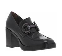 Escarpins emboitant en cuir noir à talon décroché haut et boucles métalliques 38