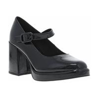 Escarpins emboitant noir vernis à semelle à talon décroché haut et à boucle 38