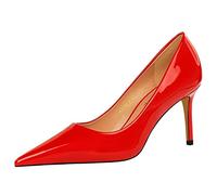 Escarpins en cuir verni pour femme - Talons hauts aiguilles - Chaussures de fête pour femme - Escarpins de mode - Chaussures en cuir verni - rouge, 36