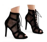 Escarpins Femme Chaussures de Danse Latine Heels Bootie Sandales à Talons Hauts Escarpins De Élégantes Souple Sandales à Lacets avec Bouche Pompes Habillées Escarpin Femme Talon de 7CM Haut
