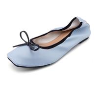 Escarpins Femme Classiques Ballerines Mocassins Talon Bas Carré Bout Carré Enfiler Formel Décontracté Style Pumps pour Bureau Et Quotidien Simili Cuir Grainé avec,Sky Blue,51 EU