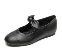 Escarpins Femme Deux Tons Ballerines Bout Rond Cap Toe avec Détail Nœud Colorblock Talon Bas Chaussures Confort pour Tenue Décontractée Et Marche,Noir,35 EU