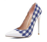 Escarpins Femme Stiletto Talons Hauts Cuir Vernis Bout Pointé Court Shoes Colorblock Robe Sexy Pumps De Mariage pour Nightclub & Banquet Slip on,Bleu,46 EU
