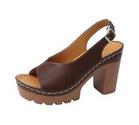 Escarpins Femme Talon Bloc Bout Pince à Une Bande Réglable Sandales Cuir Couleur Unie Confort Sandales Semelle Épaisse Antidérapante le Soirée Chaussures Respirant Élégante de Mariage et Cocktail
