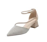 Escarpins Femme Talon Bloc, Bout Pointu, Une Bande Réglable, Paillette Strass Sandales Fermées Confort Chaussures Respirant Mules et Sabots Loisir Antidérapante de Soirée, Danses, Mariage et Cocktail