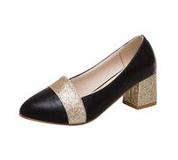 Escarpins Femme Talon Haut Sexy avec Petits Petit Talon Bloc Talons Classique À Talon Pumps Mesdames Slip on Confortable Sangle Croisée Fashion avec Fleur en Cuir Verni pour Mariage, Bureau Ou Soirée