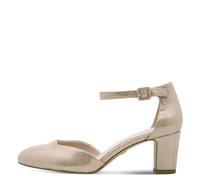Tamaris Escarpins 1-24412-41 pour femme, talon bloc métallique, sangle, LT Gold Struct, 38 EU