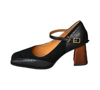 Escarpins Femmes Élégants à Bout Carré et Bride à Boucle Chaussures à Talons Hauts Femme Classiques à Talon Perforé pour Une Sophistiquée Confortables (Black, 40)