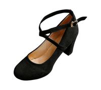 Escarpins Femmes Plateforme Mary Jane Elegant Boucle Sangle Bout Rond Appartements Bouche Peu Profonde Doux Lolita Princesse Chaussures Robe De Mariée Banquet (Black, 41)