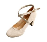 Escarpins Femmes Plateforme Mary Jane Elegant Boucle Sangle Bout Rond Appartements Bouche Peu Profonde Doux Lolita Princesse Chaussures Robe De Mariée Banquet (Beige, 41)