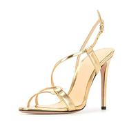 Escarpins Femmes Talons Aiguilles, MWOOOK-2337 Sexy Bout Rond Slingback Chaussures de Soirée De La Mariée Sandals Talon Haut Aiguille 11~13 CM,d'or,42