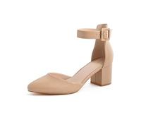 Escarpins Flapper en Cuir pour Femmes Chaussures élégantes à Talon Moyen avec Courroie de Cheville pour Habiller, Faire la fête,s'habiller
