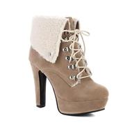 Escarpins Habillés Femme Hiver Chaud Polarie Mary Jane Bloc Elegant Chaussures de Soirée Talons Hauts Bout Rond avec Plateforme Boucle