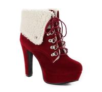Escarpins Habillés Femme Hiver Chaud Polarie Mary Jane Bloc Elegant Chaussures de Soirée Talons Hauts Bout Rond avec Plateforme Boucle