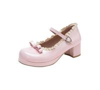 Escarpins Mary à Talon compensé élégants et Tendance, ornés de Dentelle Florale et d'un nœud, Parfaits pour Un Usage Quotidien. des Talons Classiques pour Tous Les Jours.