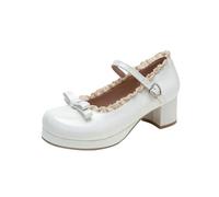 Escarpins Mary à Talon compensé élégants et Tendance, ornés de Dentelle Florale et d'un nœud, Parfaits pour Un Usage Quotidien. des Talons Classiques pour Tous Les Jours.
