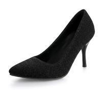 Escarpins Métalliques Bout Pointu Talon Aiguille Élégants Talons de Fête Pailletés Chaussures Habillées de Mode Soirée de Fête et Événement Cocktail Dessus en Microfibre,Noir,40 EU