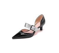 Escarpins sandales femme Pointues Clouées et perlées talon haut Bretelles à imprimé serpent Boucle Talons aiguilles Bout fermé Stiletto Chaussures d'été Pour soirée, travail, rendez-vous galant 1.57IN