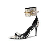 Escarpins Sandales Femme Pointues Motif Serpent Talon Haut Bride Cheville Boucle Bout Ouvert Talon Aiguille Chaussures d'été pour soirée, Travail, dîner, Rendez-Vous Galant 3.54in(Beige,37 EU)