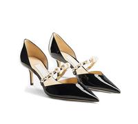 Escarpins Sandales Femme Pointues Perles Bretelles Talon Haut Bout fermé Talon Aiguille Sandales à Enfiler Chaussures d'été pour Une soirée, Un Mariage ou Un dîner(Black 8cm,43 EU)