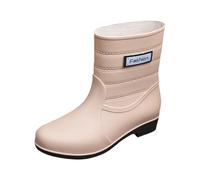 Escarpins Sexy Noir Women's Rain Boots Water Shoes Top Rubber Shoes Casual and Fashionable All Outdoor Work Fishing Car Washing Kitchen Non Slip Overshoes Rain Boots Chaussures Soft (Khaki, 37)