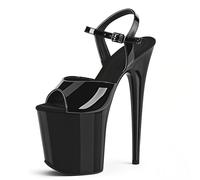 Escarpins Sexy Ultra Talon Aiguille Plateforme Sandales Lacets Bout Ouvert pour High Heels, Pole Dance, Striptease, SoiréE Haut Shoes 7.87in(Black,35 EU)