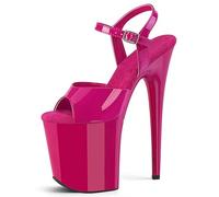 Escarpins Sexy Ultra Talon Aiguille Plateforme Sandales Lacets Bout Ouvert pour High Heels, Pole Dance, Striptease, SoiréE Haut Shoes 7.87in(Rose Red,36 EU)